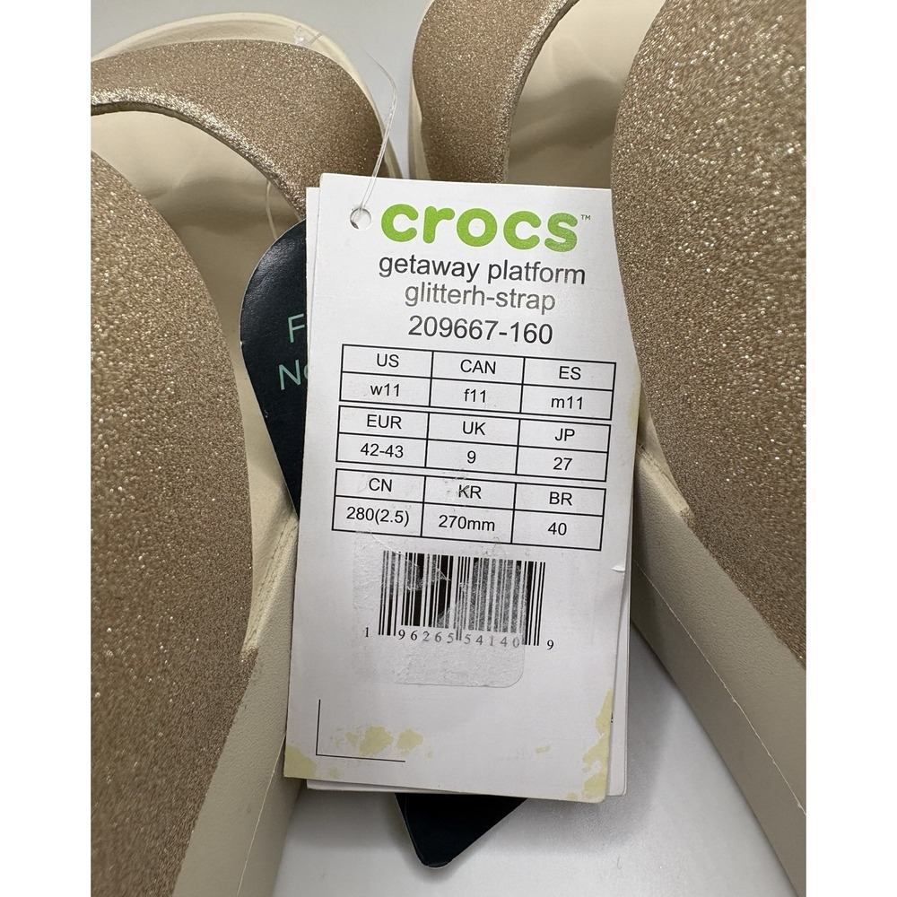 CROCS Women's Getaway Glitter Platform H Strap Sandals Size 11 Stucco NWT -1563 - Picture 6 of 8